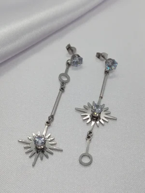 Aretes Largos de Estrella en Acero Inoxidable