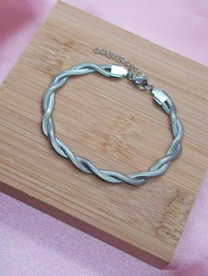 Pulsera de Dama con Diseño Trenzado en Acero