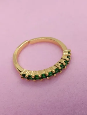 Anillo Ajustable Zircornia Verde