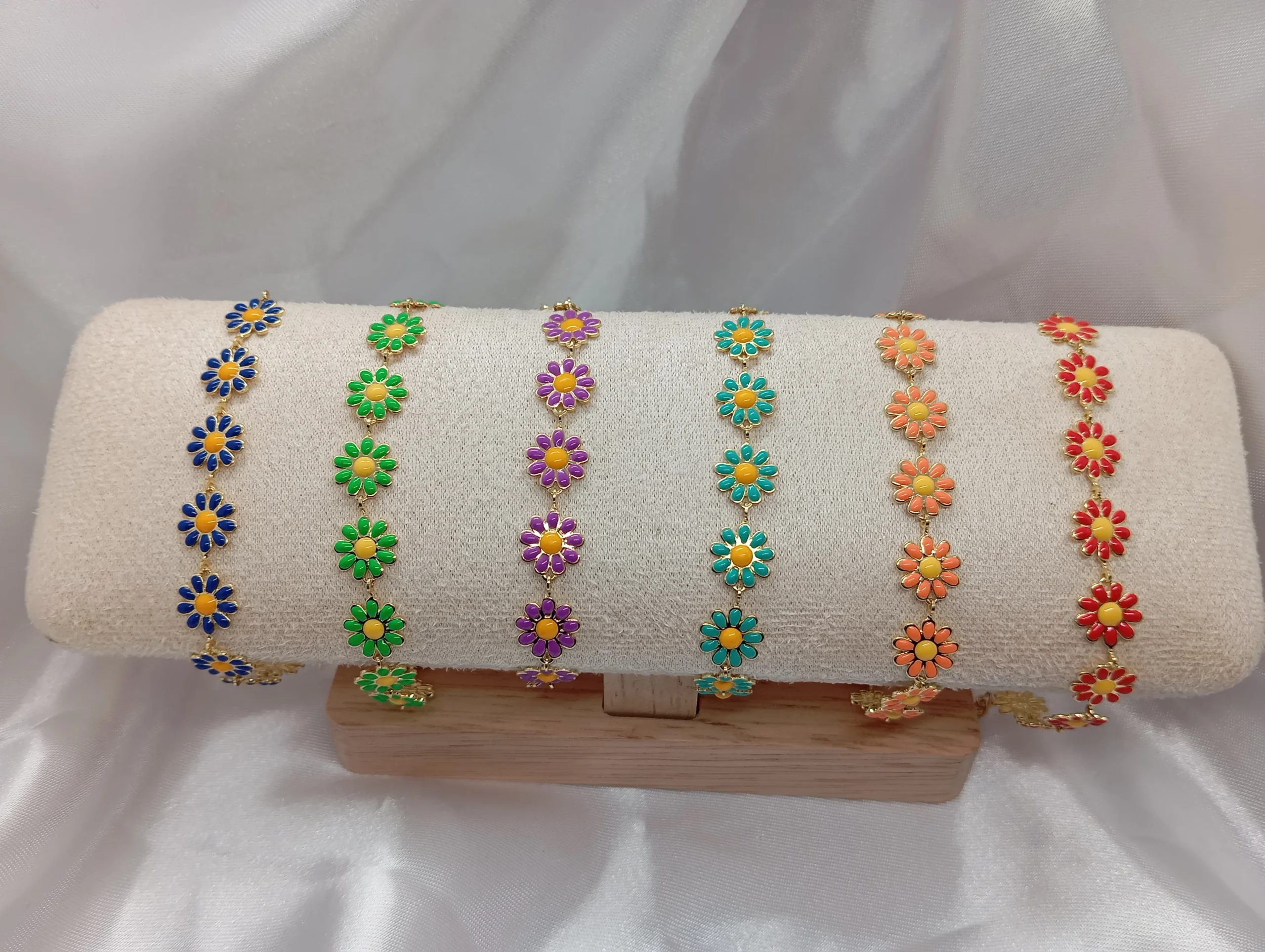 Pulseras de Flores Acero Dorado