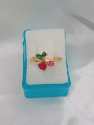 Anillo Ajustable Diseño de Cerezas en Oro Laminado