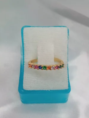 Anillo Ajustable Zirconia de Colores en Oro Laminado
