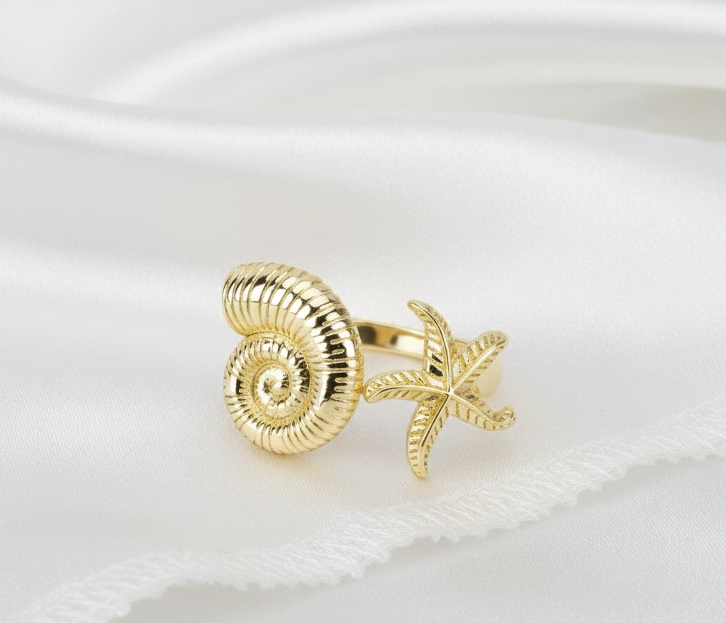 Anillo de Dama Ajustable Diseño Moderno Oro Laminado