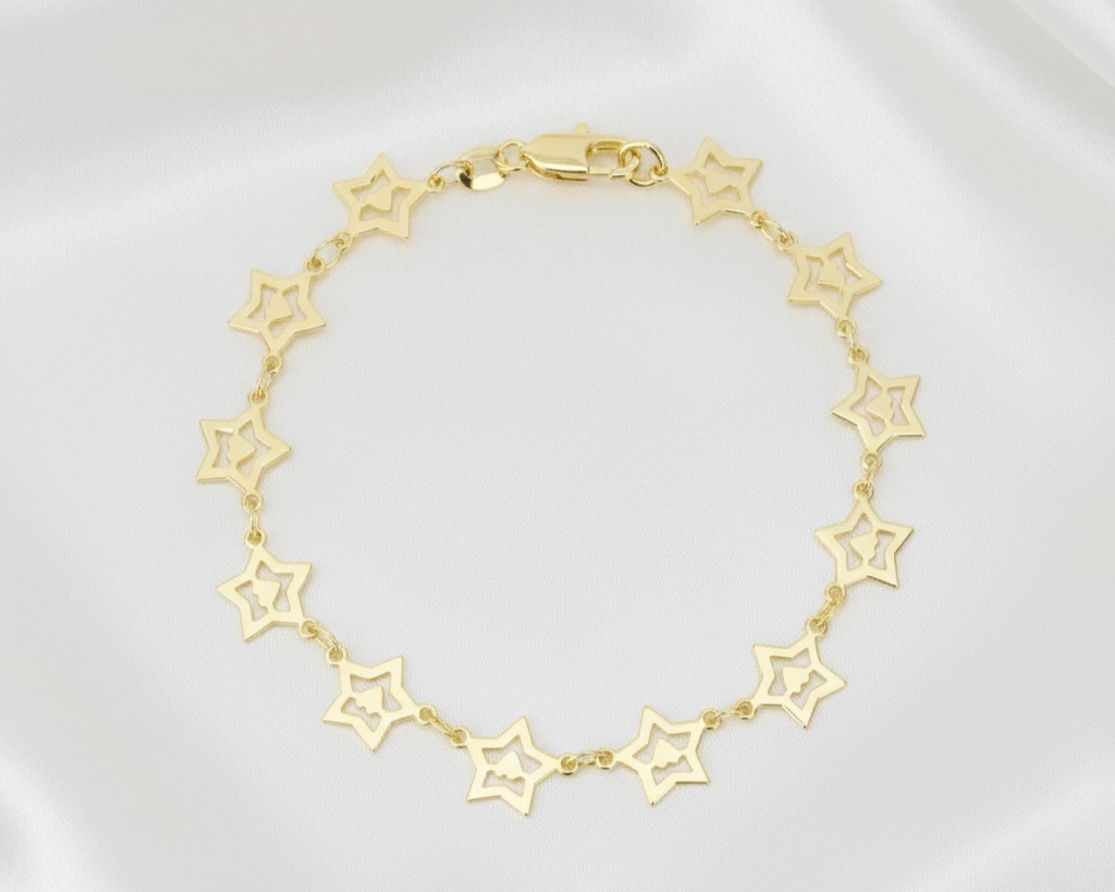 Pulsera Diseño de Estrellas en Oro Laminado