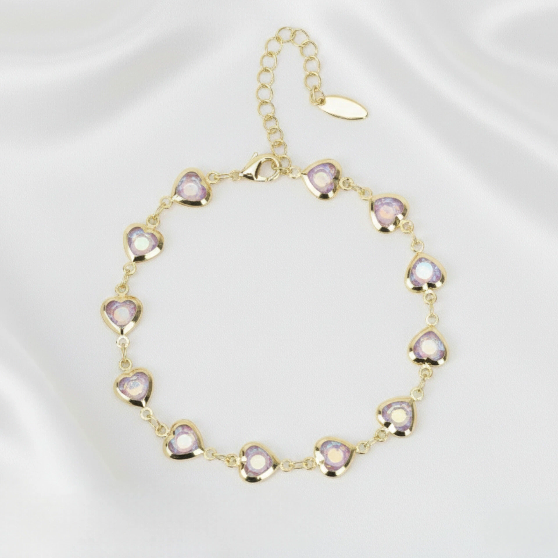 Pulsera de Corazones en Oro Laminado