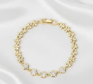 PULSERA DISEÑO DE FLORES EN ORO LAMINADO